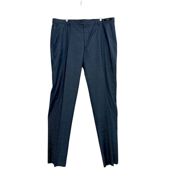 Jos. A. Bank Traveler Performance Wool Slim Blue Unhemmed Pants Men’s Size 42 - Picture 1 of 12
